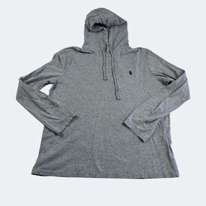 Polo Ralph Lauren Hooded Long Sleeve Tee Gray Medium Cotton Casual Preppy Mens